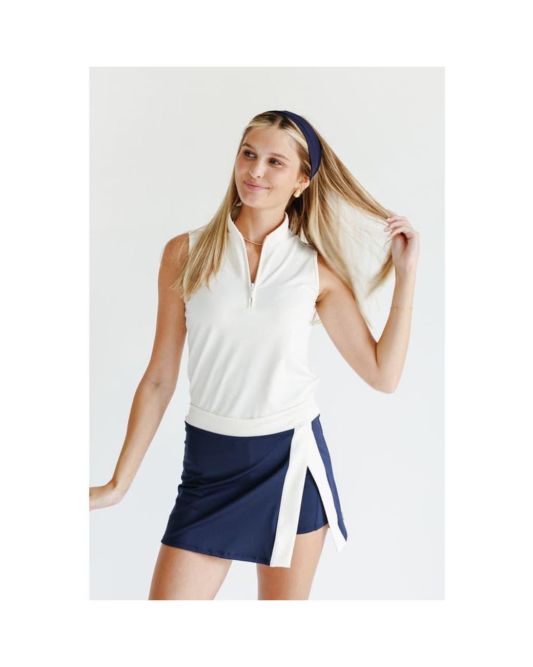 Beldrie White Drive Mock Top
