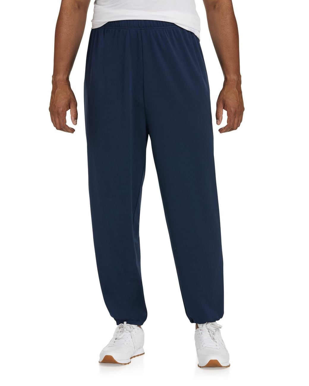 Reebok Blue Performance Jersey Elastic-Hem Tech Pants for men