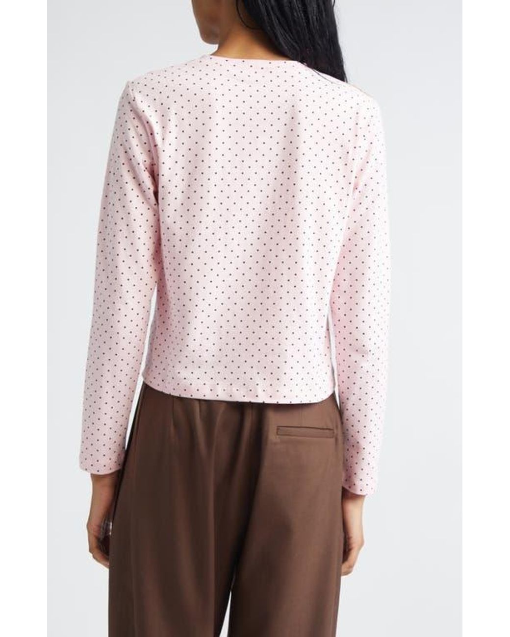 Ashley Williams Bathroom Print Long Sleeve Cotton T-Shirt in White