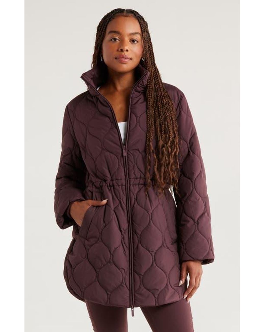Zella Skyline Longline Quilted Jacket in Purple | Lyst Zella Skyline Longline Quilted Jacket in Purple | Lyst