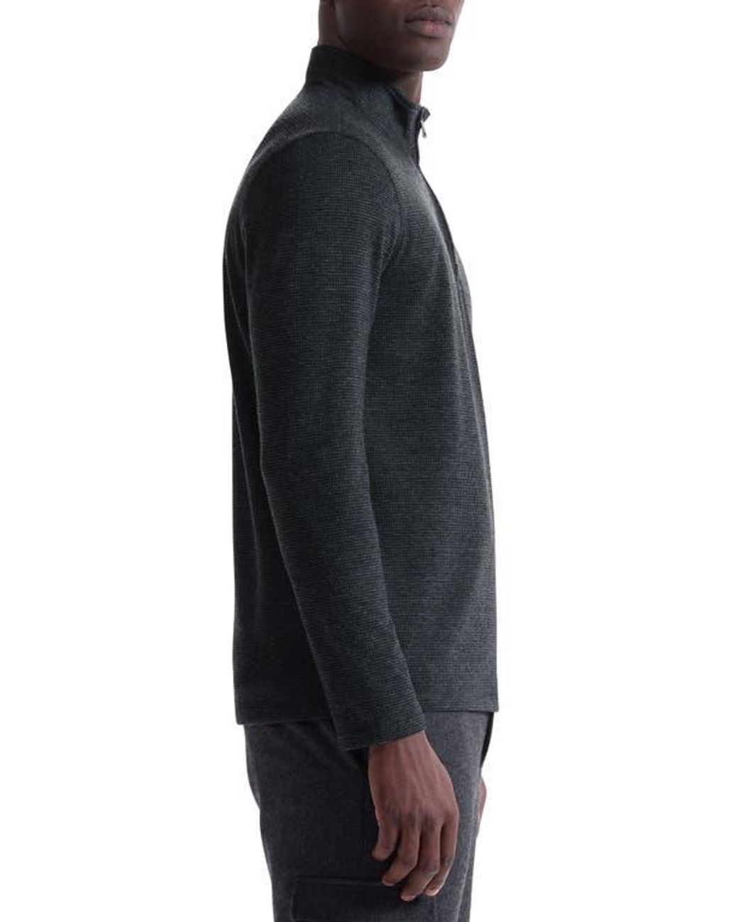 Bugatchi Blue Houndstooth Patern Quarter Zip Top for men