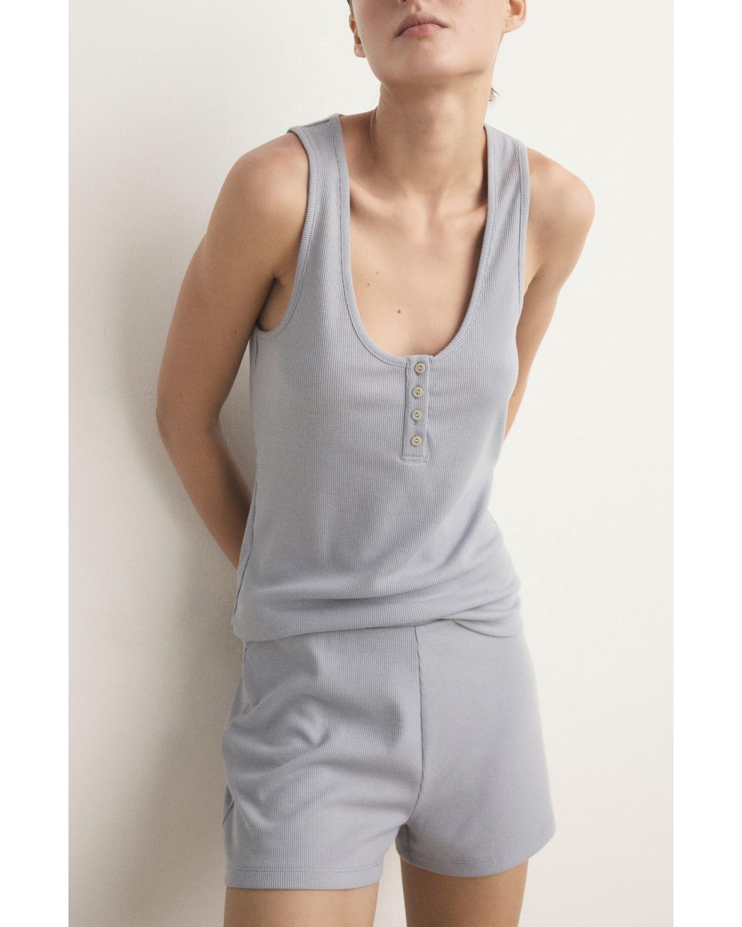 Mango Blue Rib Pajama Top