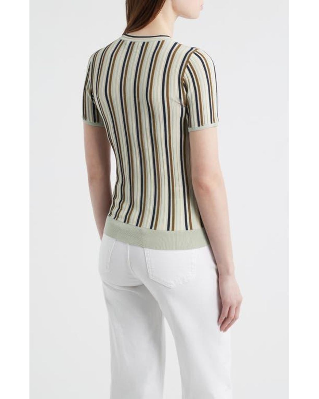 White Rag Top Rag & Bone Victoria Stripe Rib Knit Top in White | Lyst