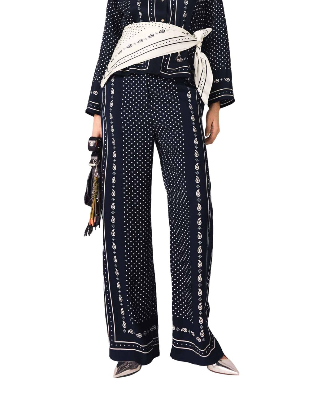 Maje Blue Printed Fluid Trousers