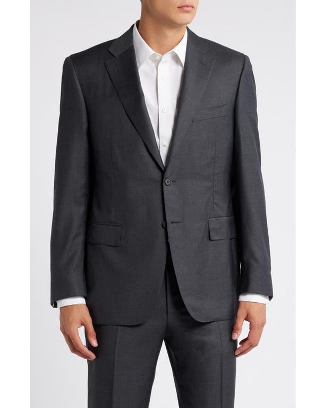 Canali Black Solid Wool Suit for men