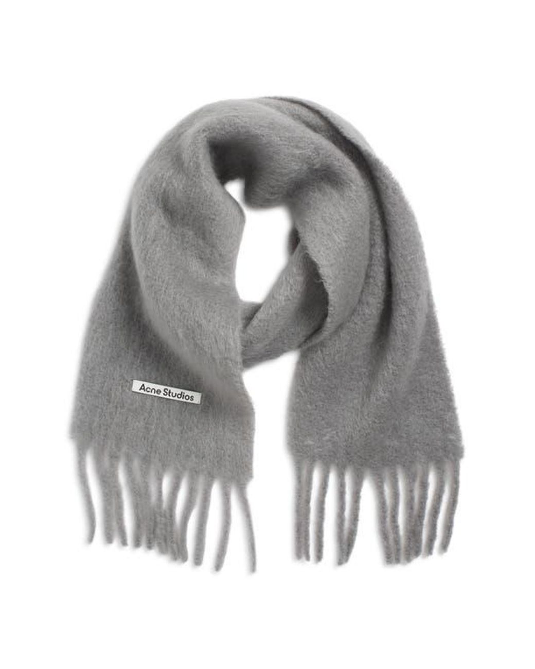 Acne Studios Vikky Mohair Blend Fringe Scarf in Gray | Lyst