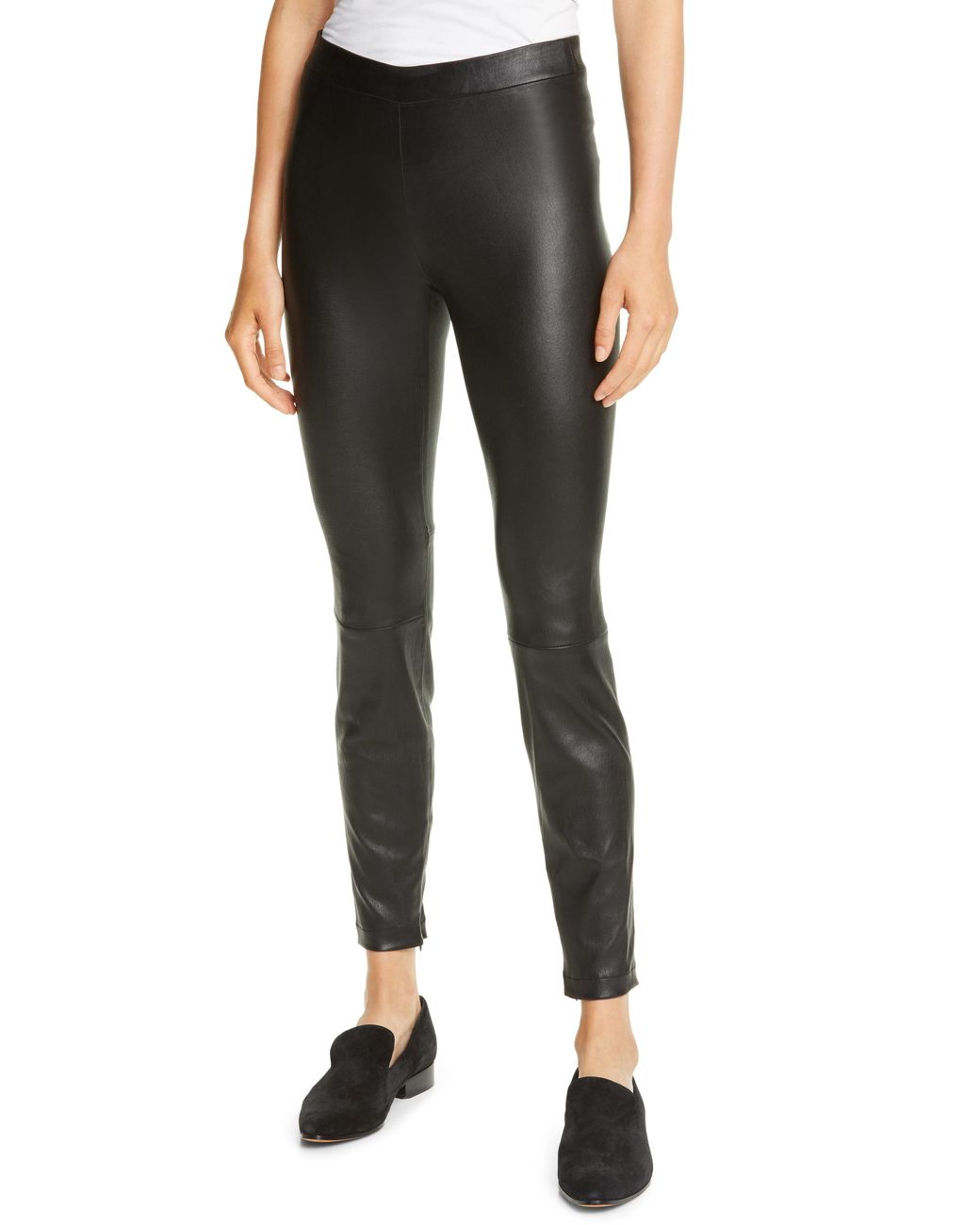 Vince Leather Zip Leggings in Black Save 65 Lyst