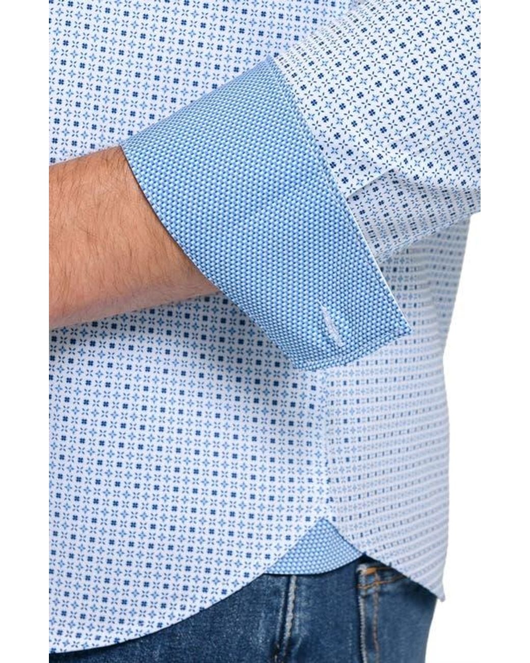 Con.struct Blue Dash Duo Woven Long Sleeve Basic for men