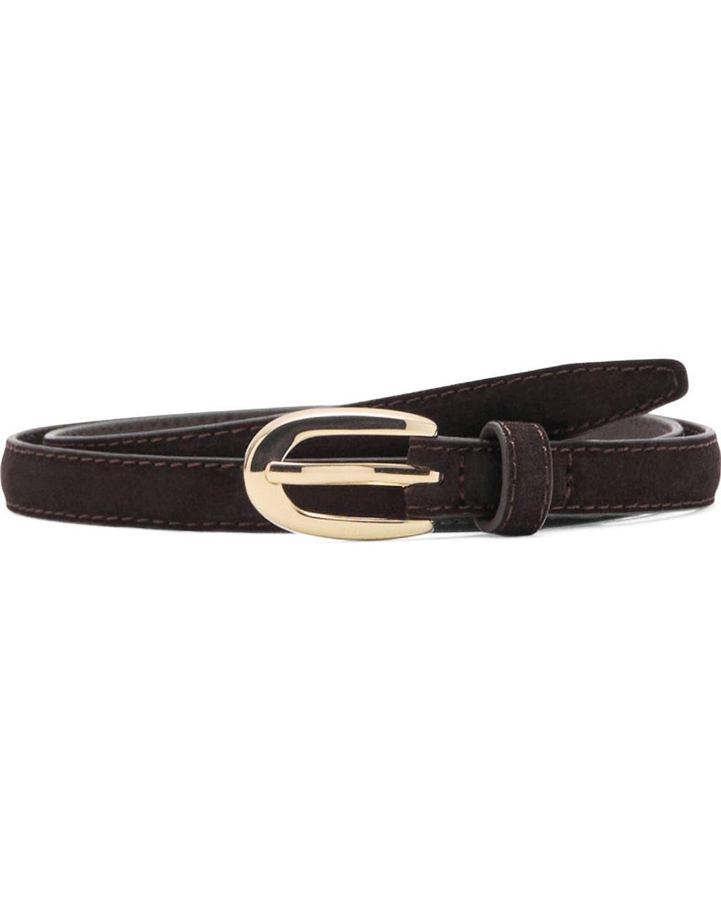 Mango Black Thin Suede Belt
