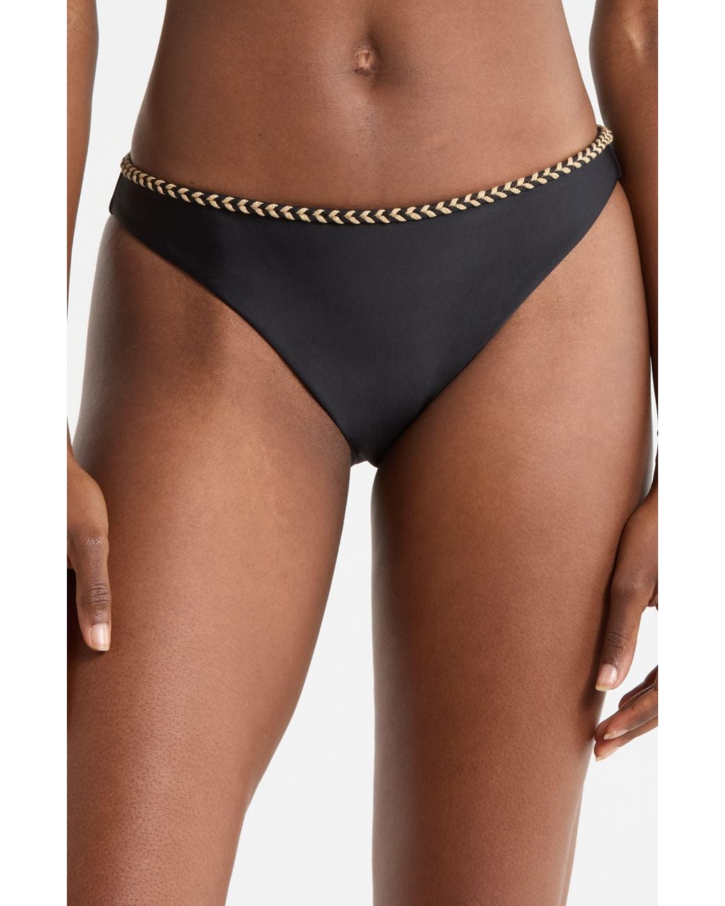 Ramy Brook Black Isla Braided Bikini Bottoms