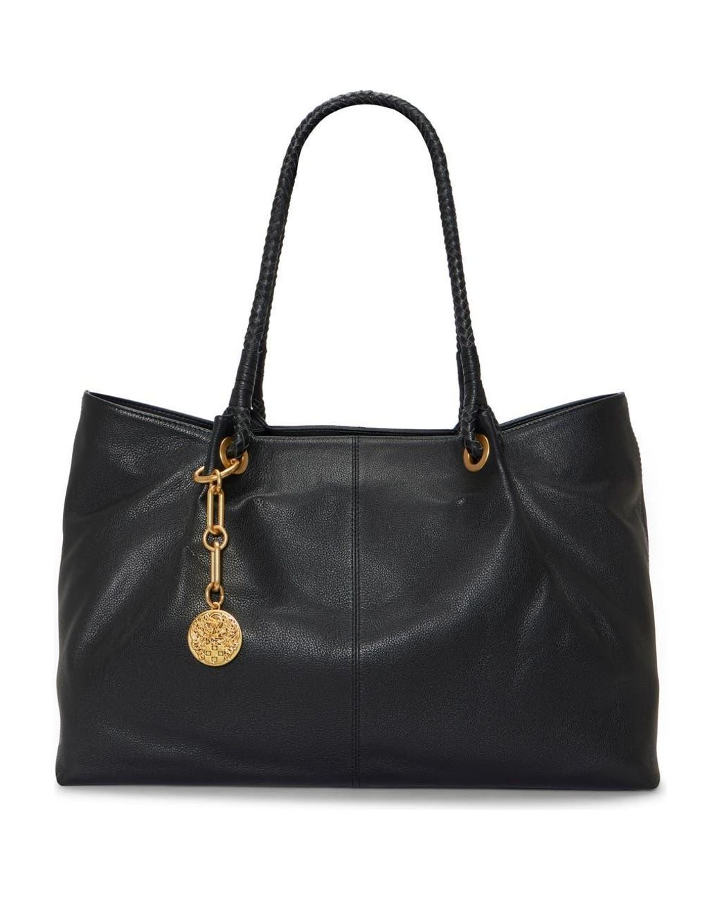 Outlets Vince Camuto Bubble Leather Tote Reji Black Leather Silver Buckles Snap Closure