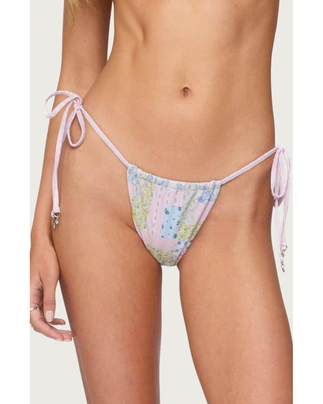 Edikted Multicolor Patchwork String Bikini Bottoms