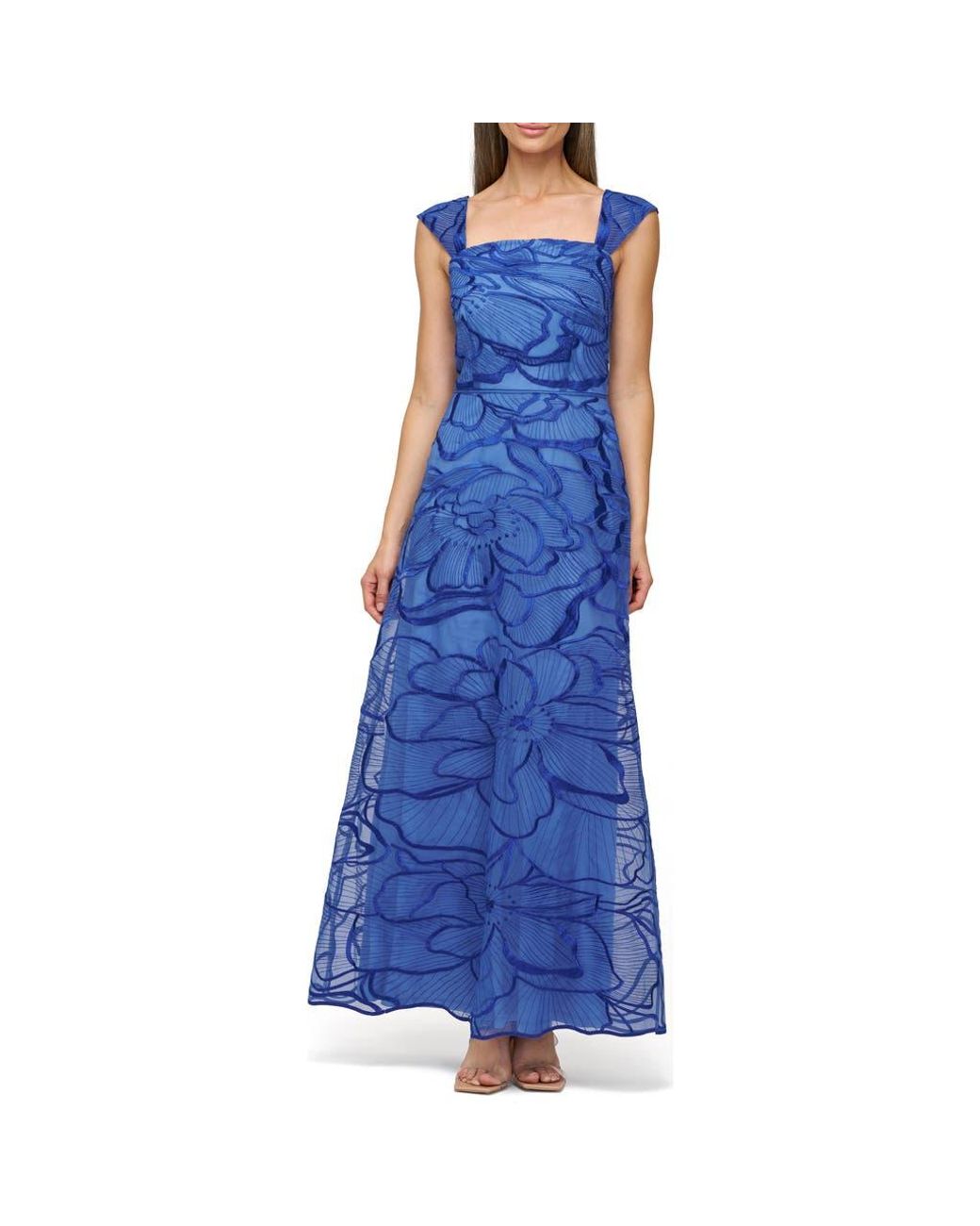 JS Collections Odessa Floral Embroidery Gown in Blue | Lyst