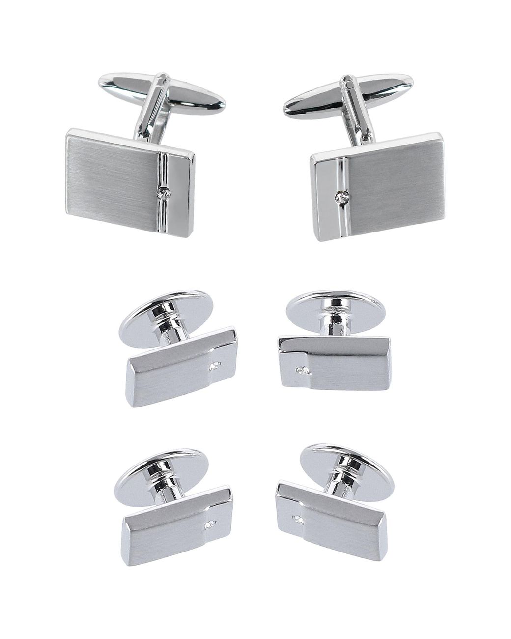 Trafalgar White The Kingsley Square Cuff Link & Stud Set for men
