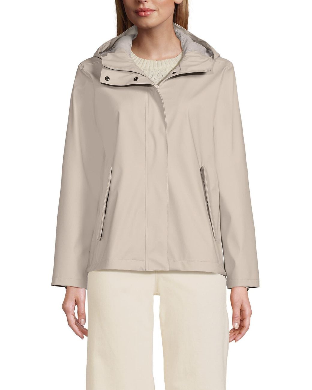 Lands' End Natural Squall Waterproof Rain Slicker Jacket
