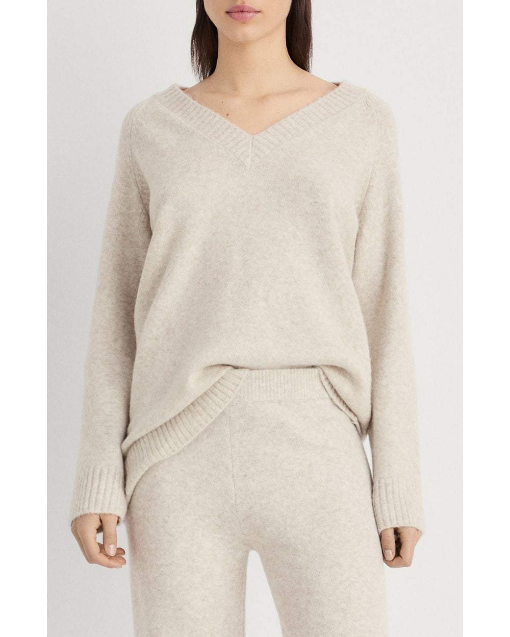 Mango Natural Oversize V-Neck Sweater