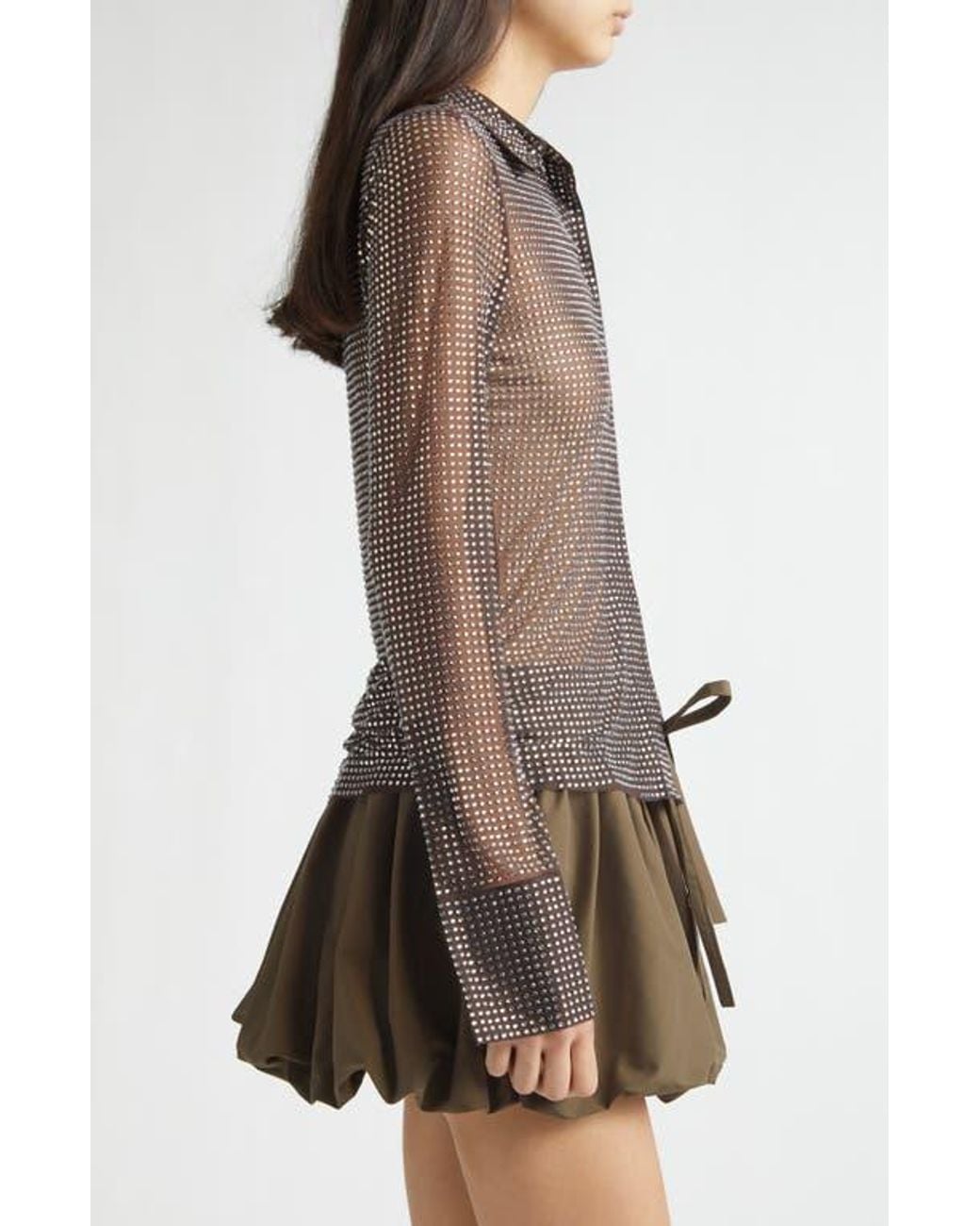 Monse Brown Crystal Embellished Button-Up Shirt