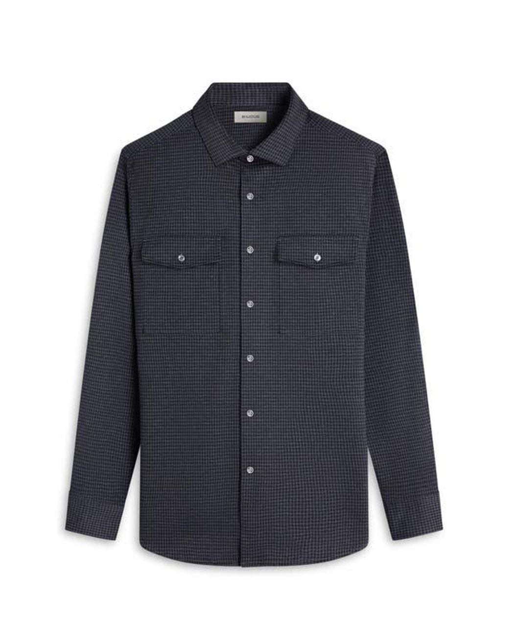 Bugatchi Black Knit Button-Up Shirt for men