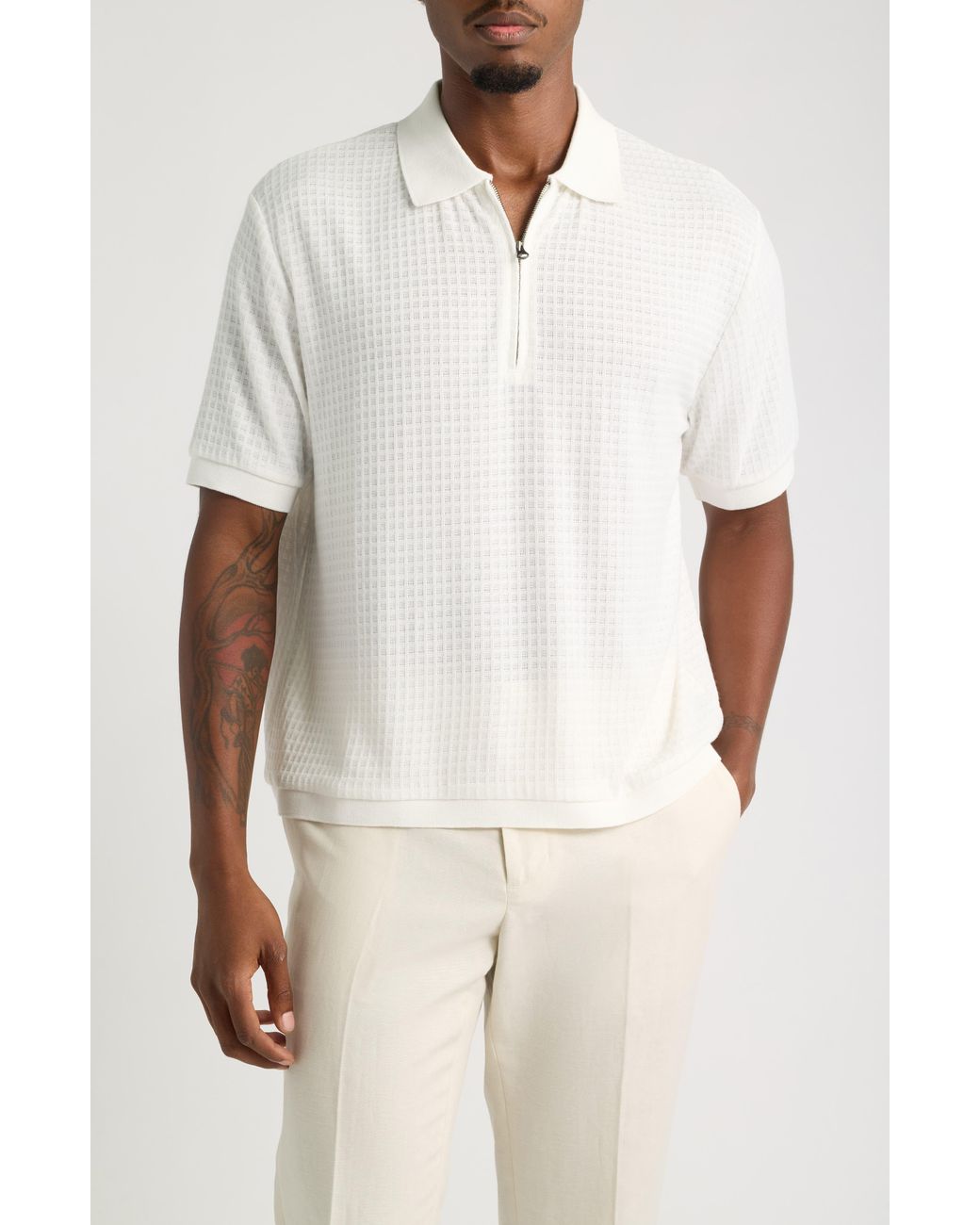 RIZORT White Victor Micro Check Polo for men