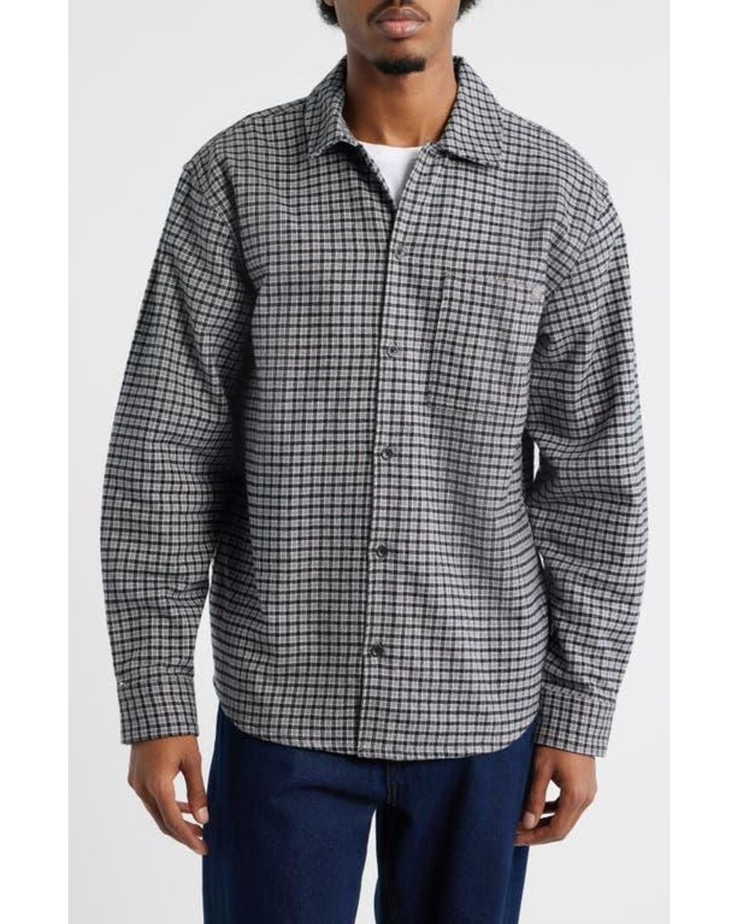 Dickies Gray Hendersonville Classic Fit Check Brushed Cotton Button-Up Shirt for men