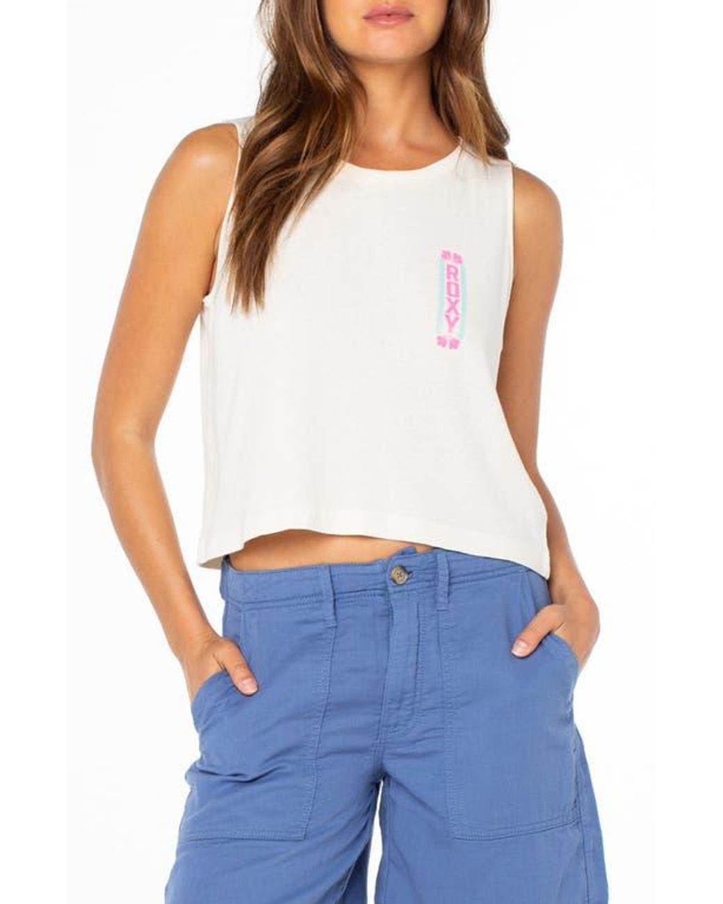 Graphi Tank Roxy Wildflower Graphic Tank in Blue | Lyst