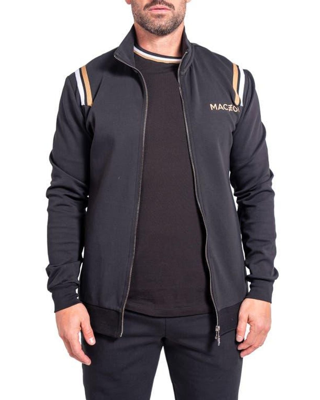 Maceoo Gray Zipper Modish85 Knit Track Jacket for men