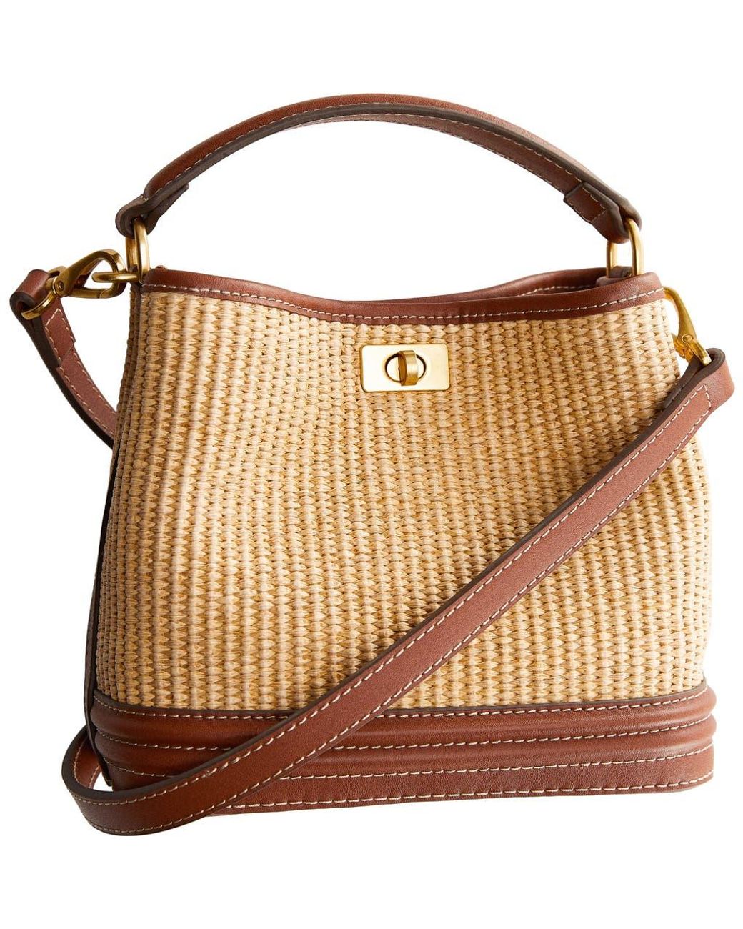Mango Raffia Effect Bucket Bag in Brown Lyst
