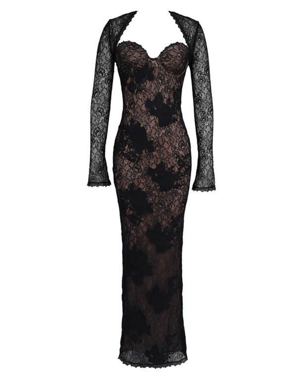 House Of Cb Lucienne Strapless Stretch Lace Gown With Bolero in Black | Lyst