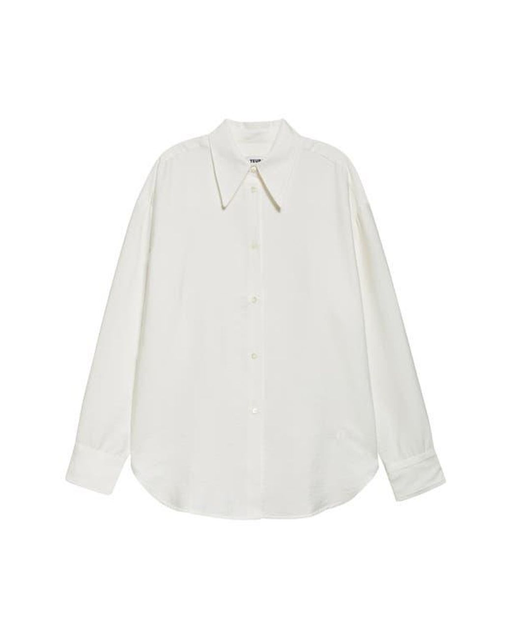 Teurn Studios Fluid Oversize Point Collar Button-Up Shirt in