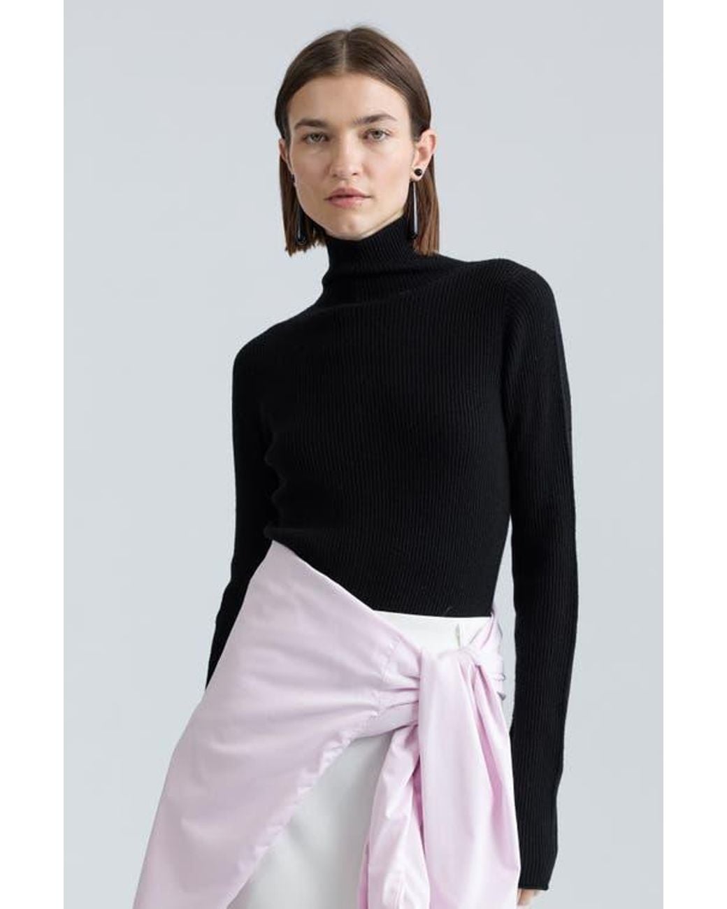 ALMINA CONCEPT Black Slim Ribbed Turtleneck
