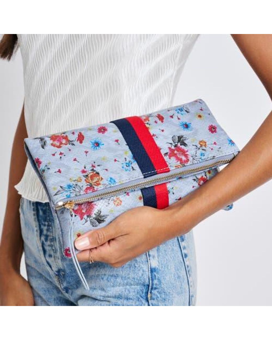 Moda Luxe Blue Jules Print Clutch