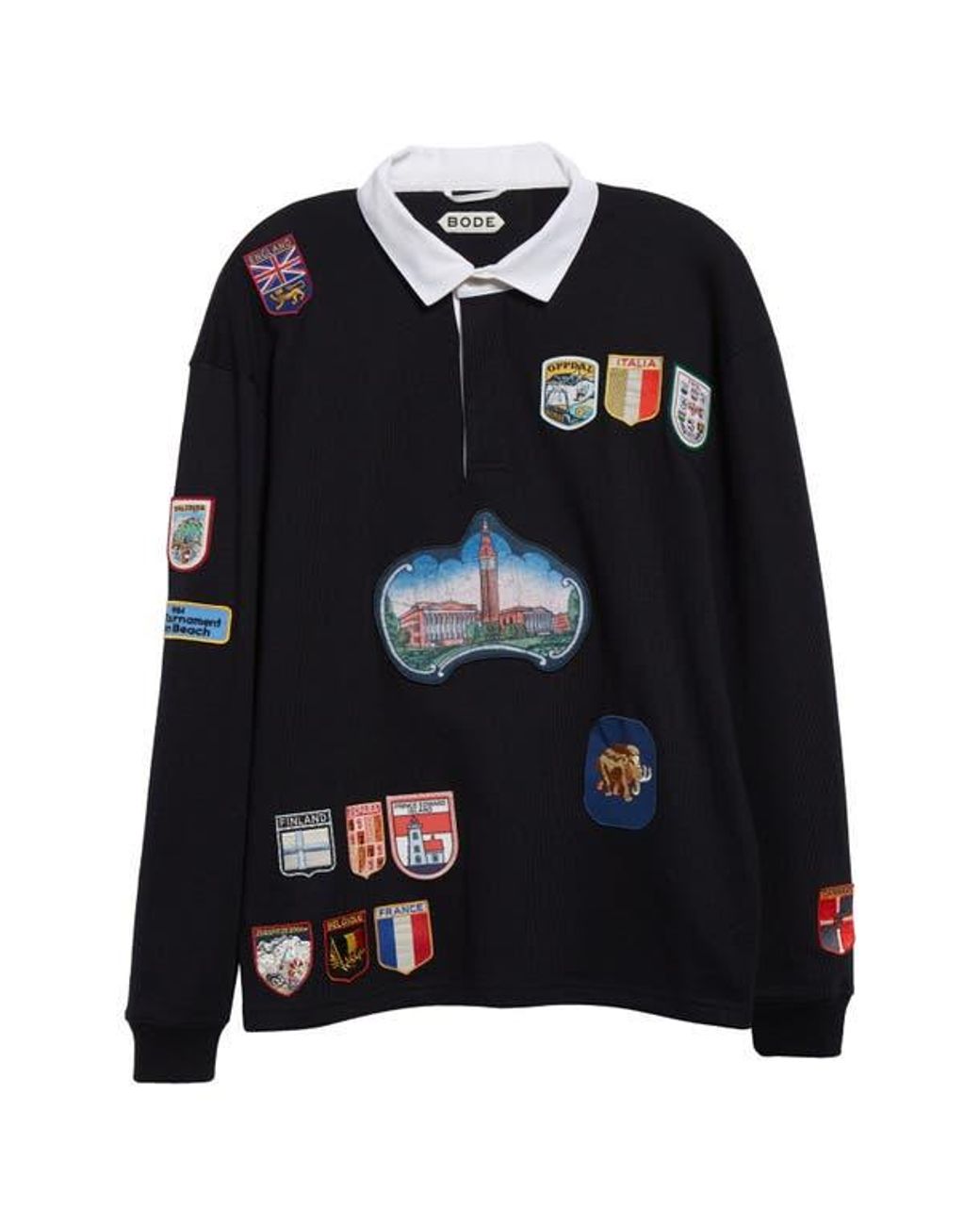 Bode Passport Patch Rugby Shirt in Black for Men | Lyst