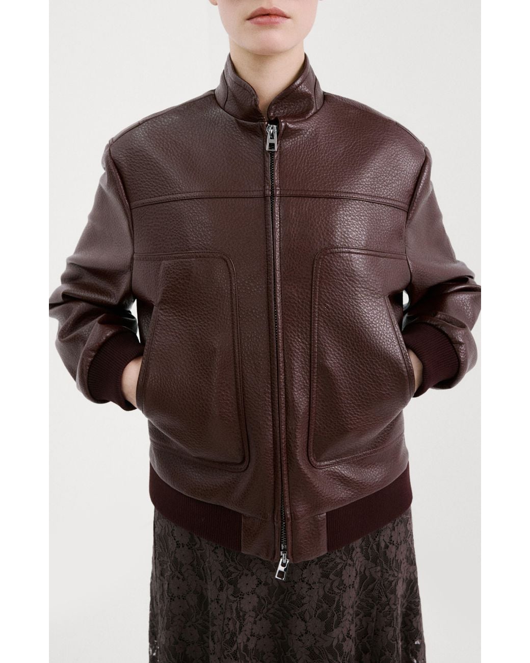 Mango Brown Faux Leather Jacket