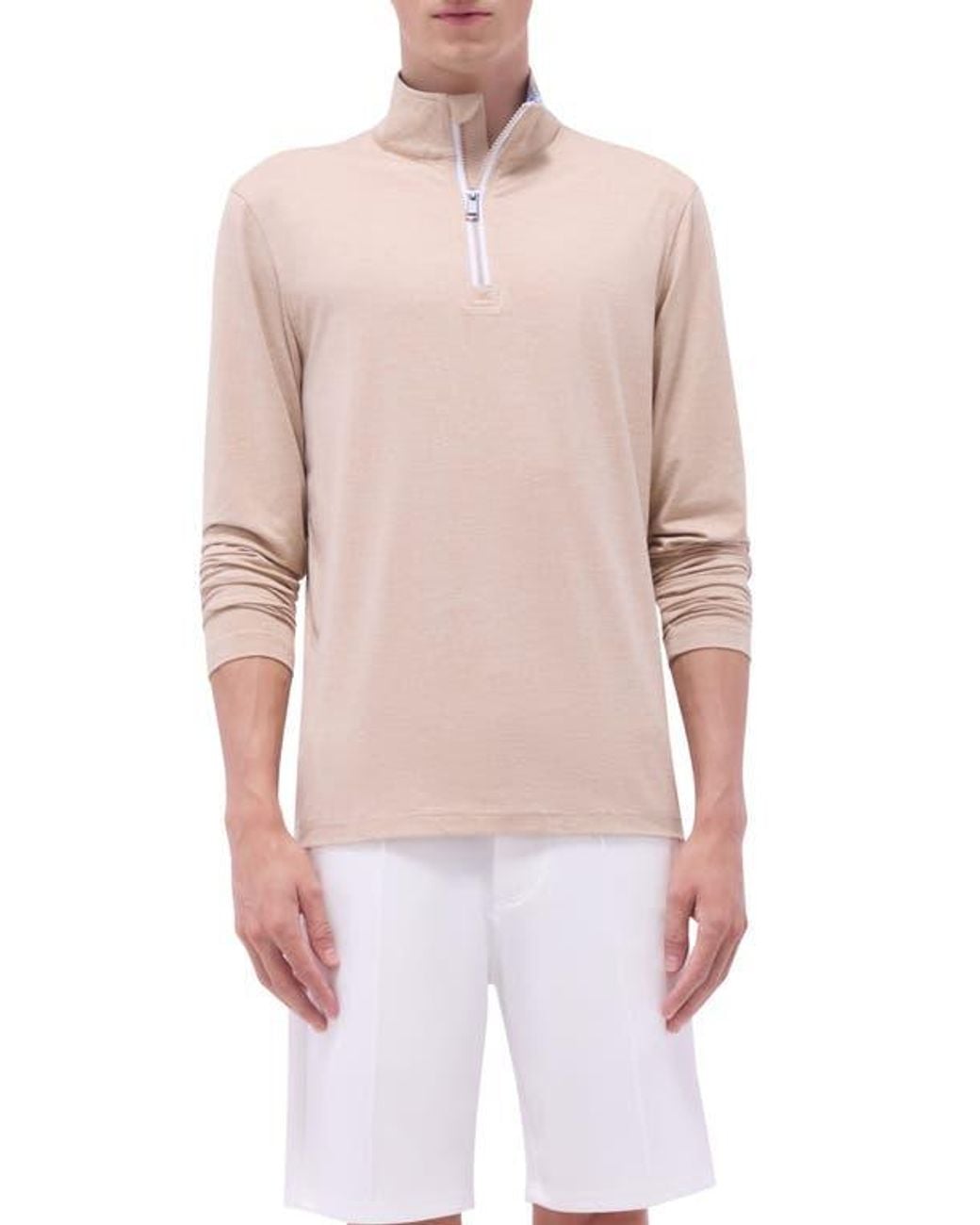 Bugatchi Pink Quarter Zip Performance Pullover for men