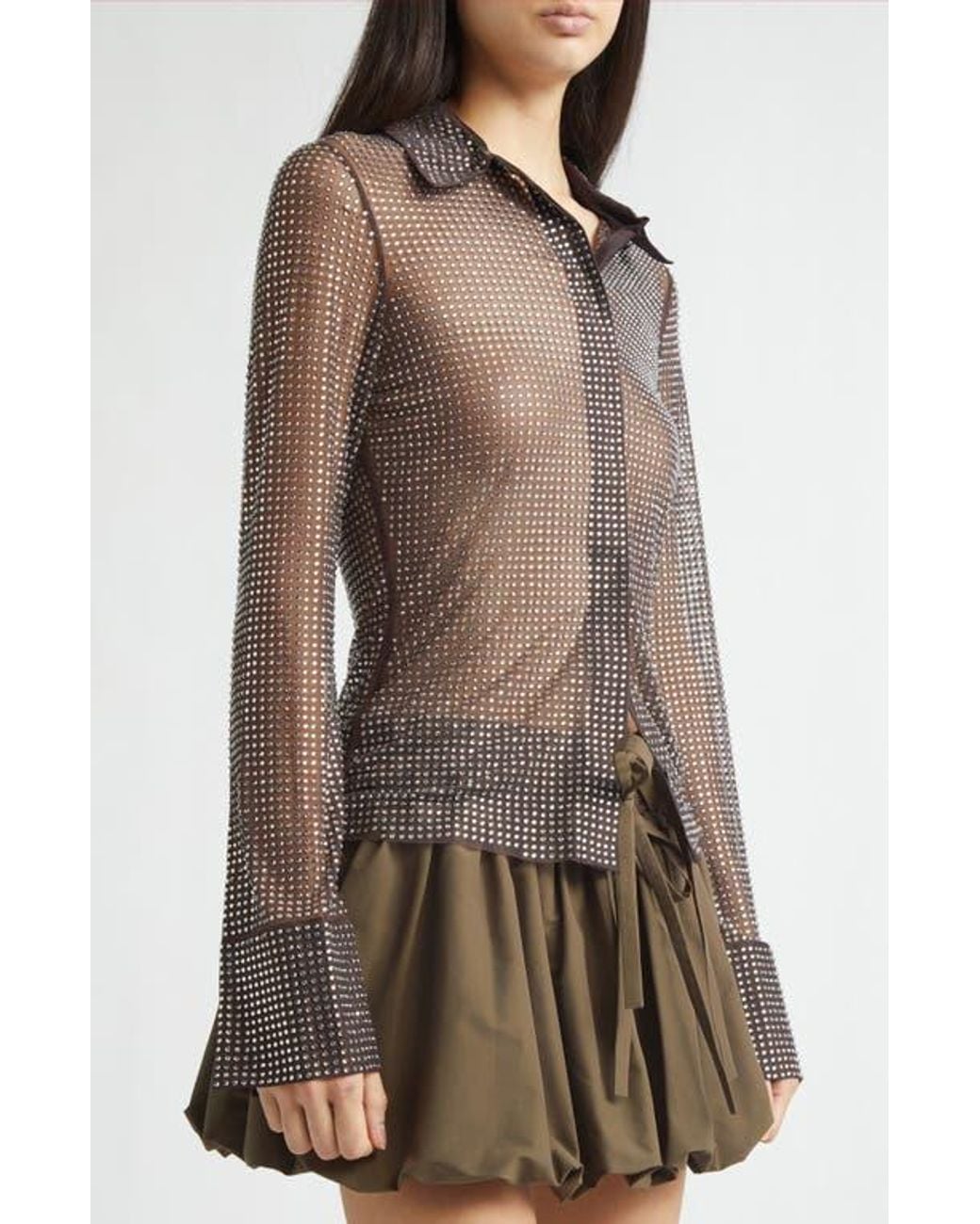 Monse Brown Crystal Embellished Button-Up Shirt