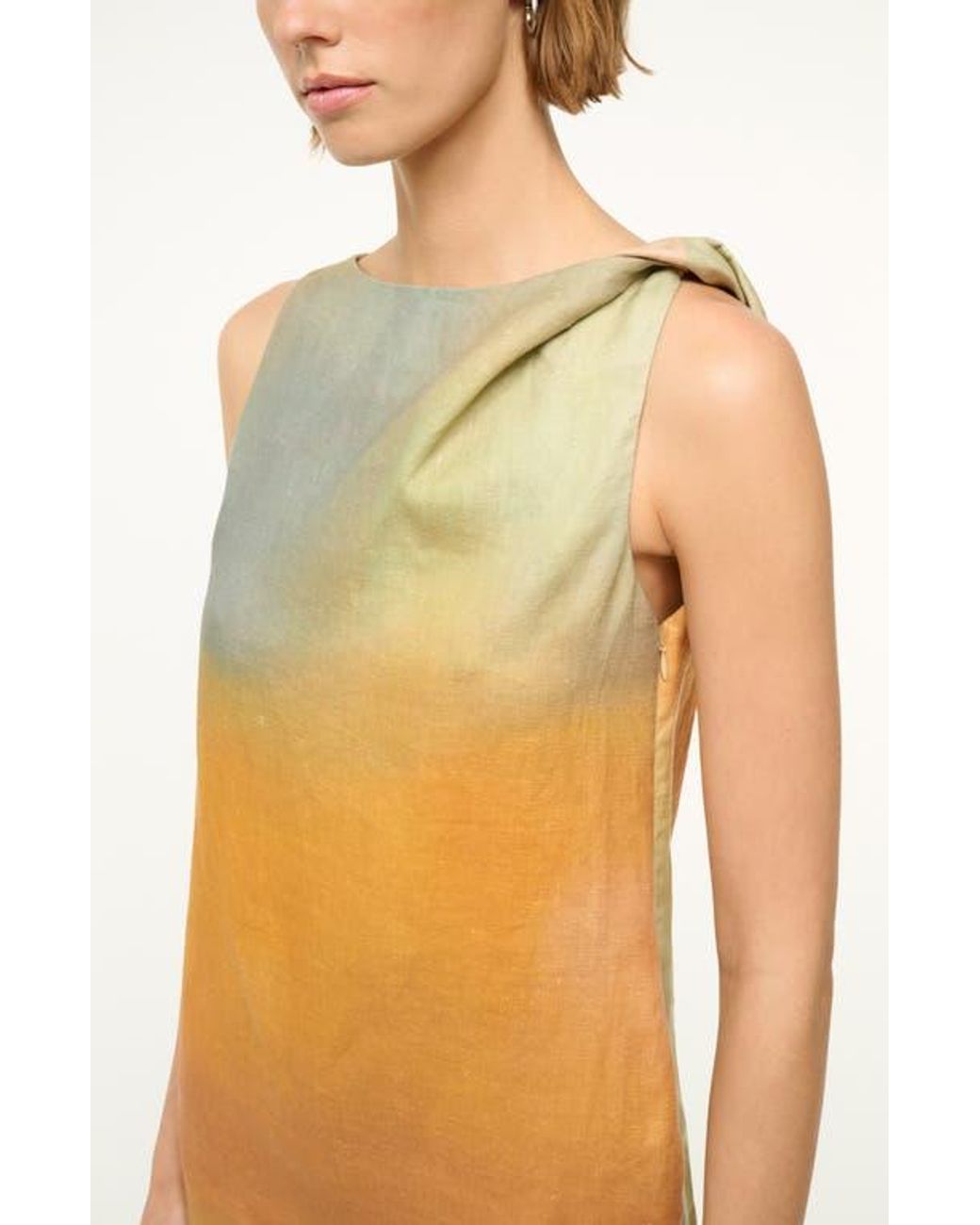 STAUD Boa Ombr Linen Shift Dress in Orange | Lyst