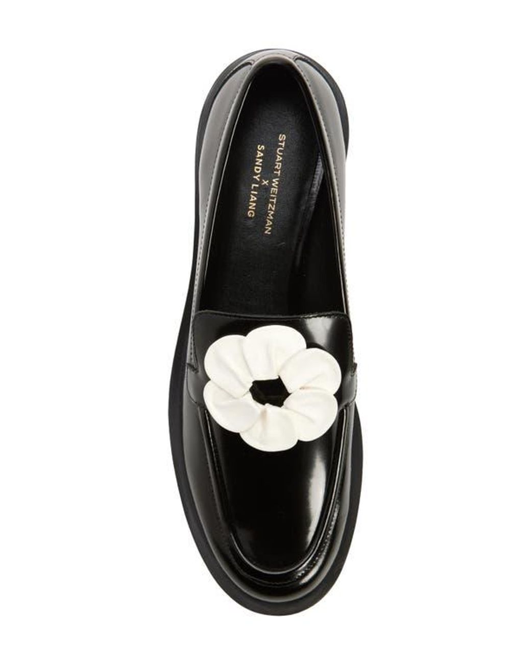 Stuart Weitzman Leather Two-Tone Black and Cream Leather Penny Loafers STUART WEITZMAN Lottie two-tone leather loafers | NET-A-PORTER main image 3