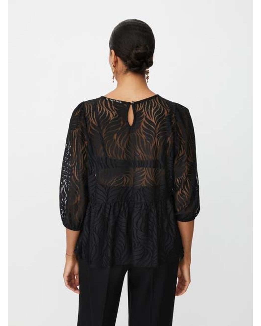Masai Black Lace Peplum Top