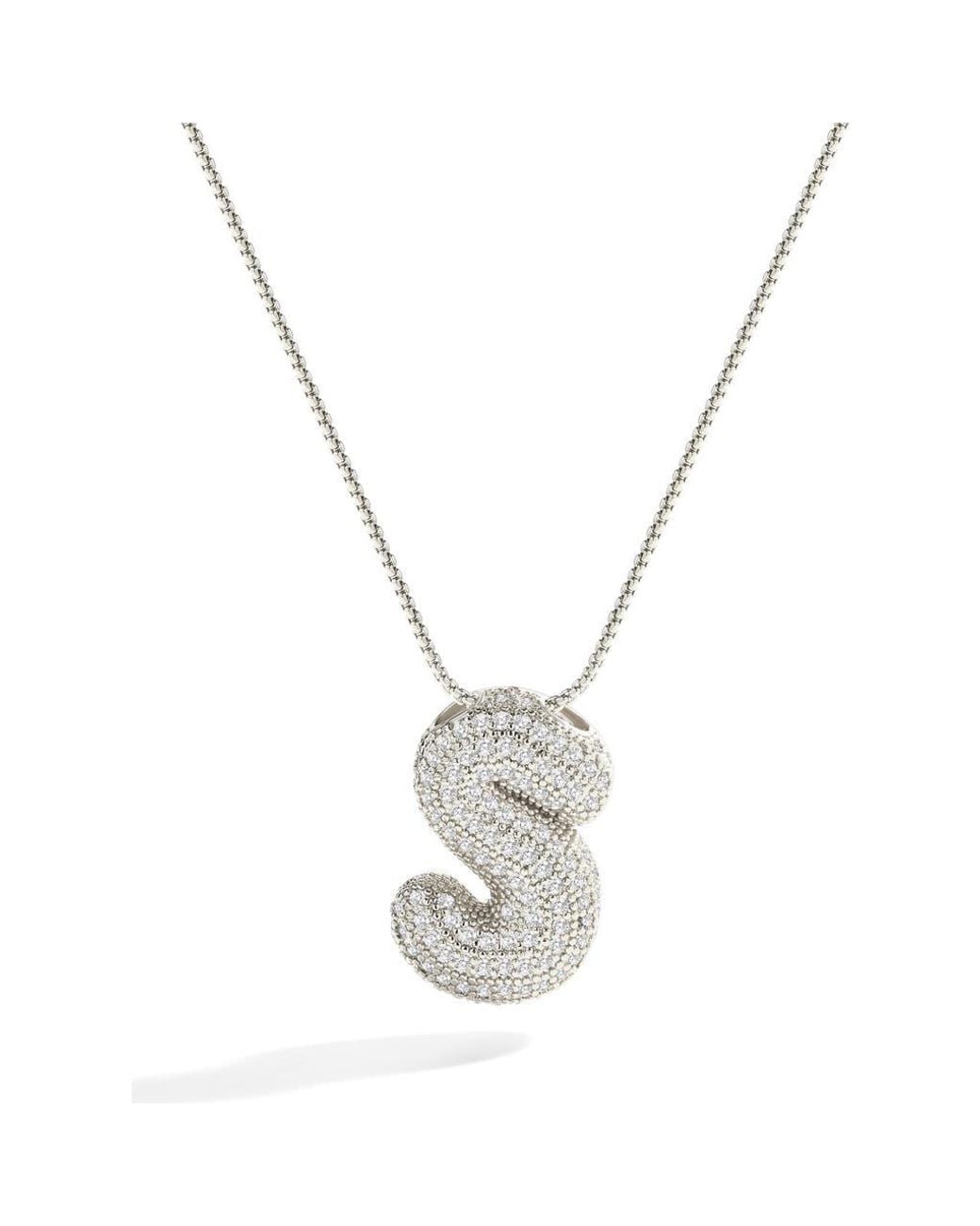 Mint & Lily Metallic Pave Bubble Initial Necklace
