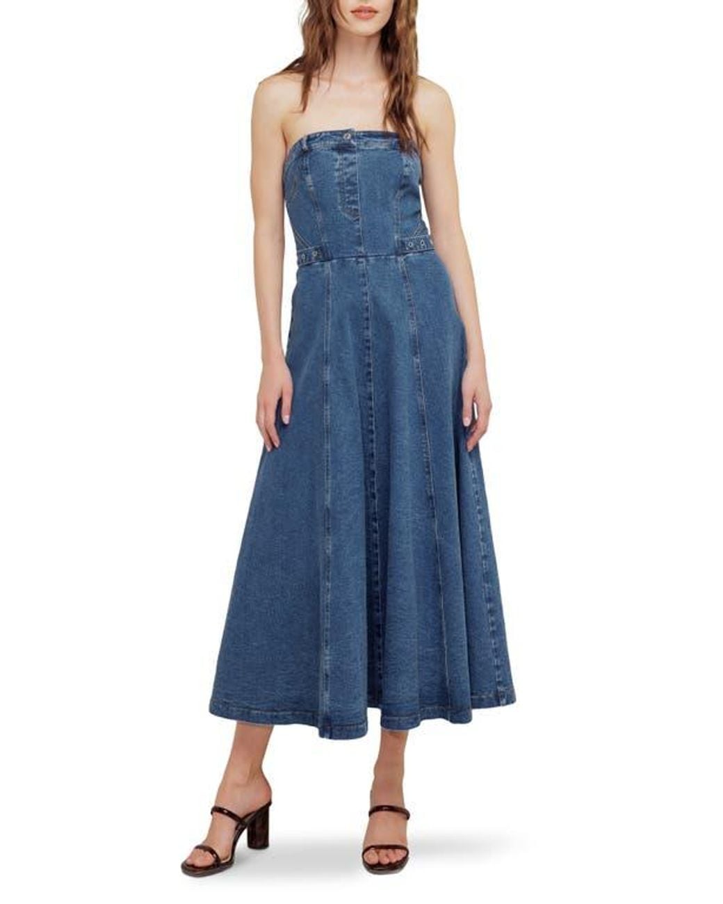 white christmas dresses Rosetta Strappy Denim Maxi Dress Denim / 2XL