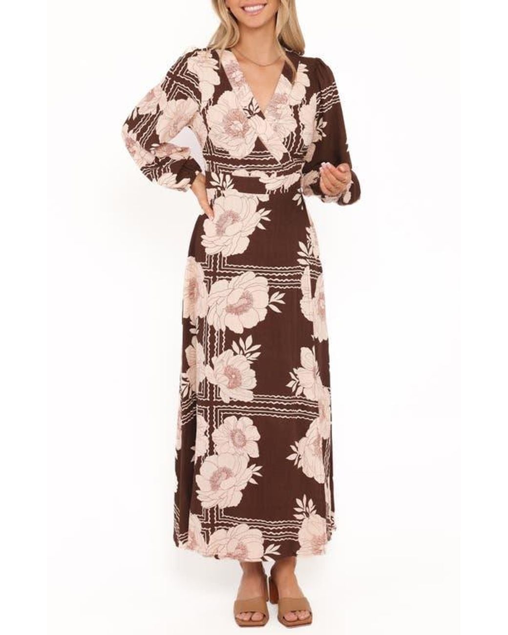 Petal & Pup Safia Faux Wrap Midi Dress | Lyst Petal & Pup Safia Faux Wrap Midi Dress | Lyst