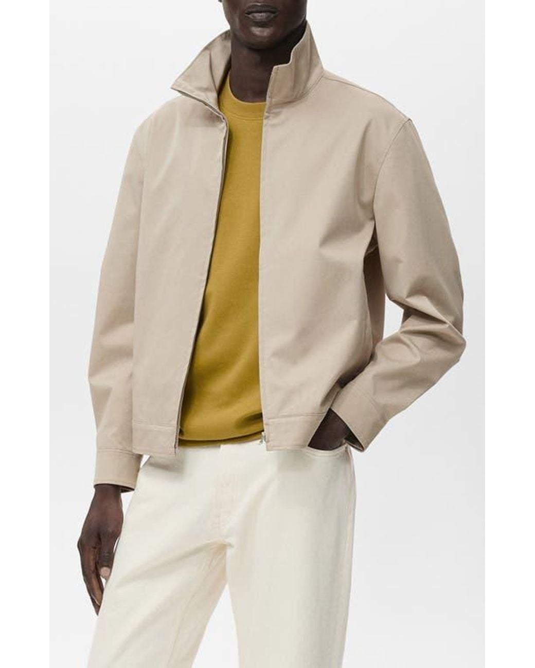 Mango Natural Stand Collar Zip Jacket for men