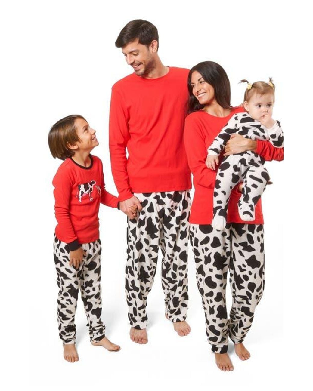 Leveret Red Cotton Top & Fleece Pants Printed Matching Family Holiday Pajama Set for men