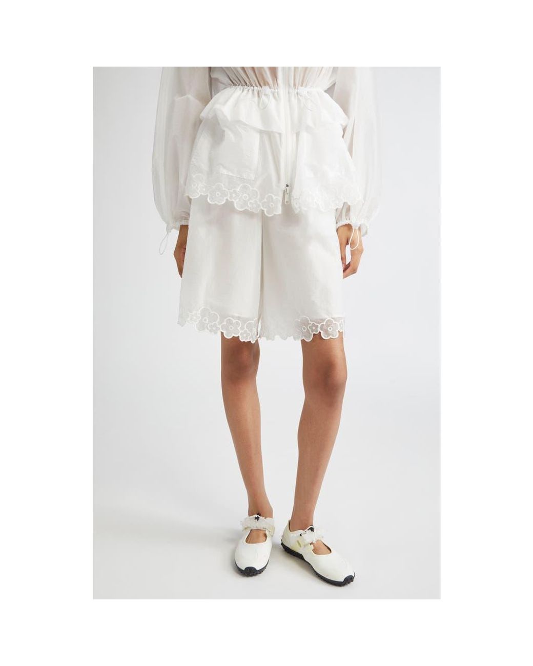 Cecilie Bahnsen Arya Nylon Bermuda Shorts in White | Lyst