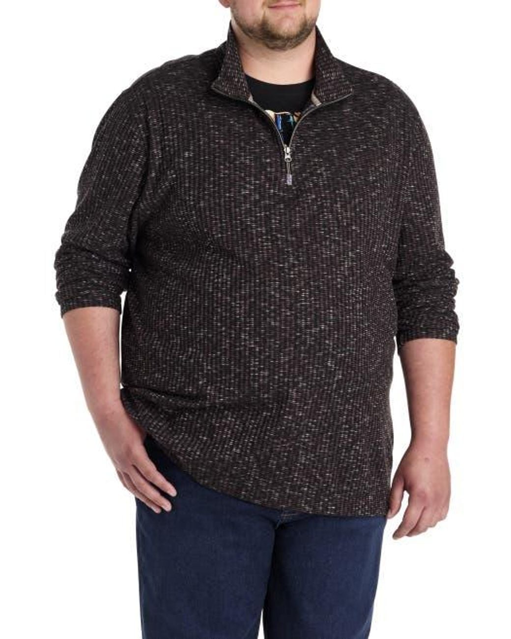 Robert Graham Black Big & Tall 1/4-Zip Pullover for men