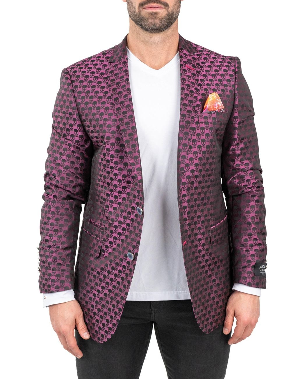 Maceoo Purple Skullrepeat Jacquard Blazer for men