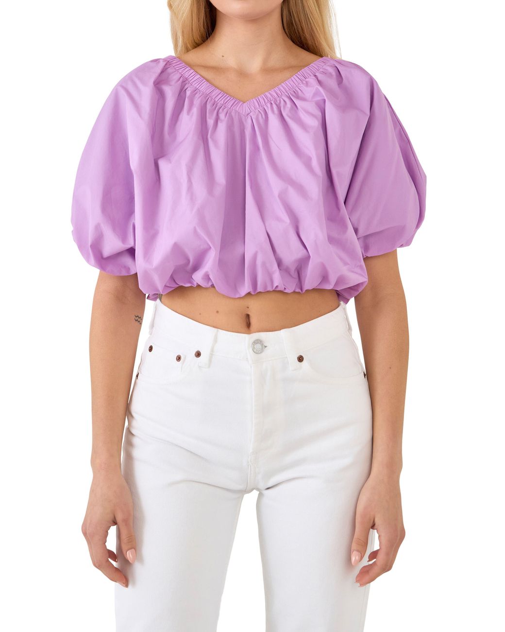 Endless Rose Purple Puff Crop Blouse