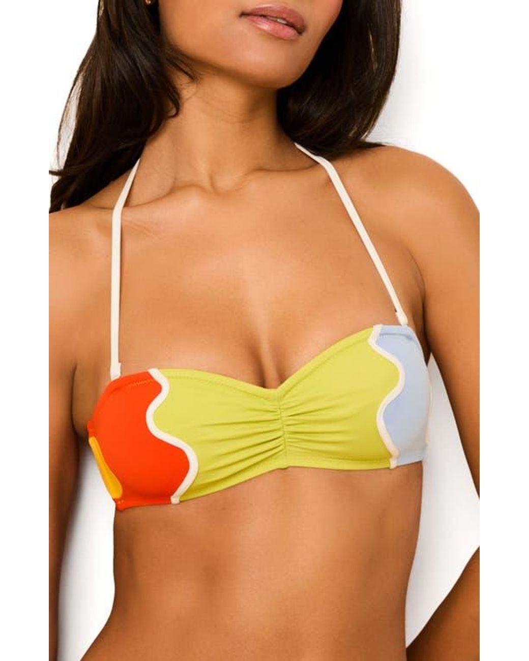 Solid & Striped Black The Teagan Abstract Print Halter Bikini Top