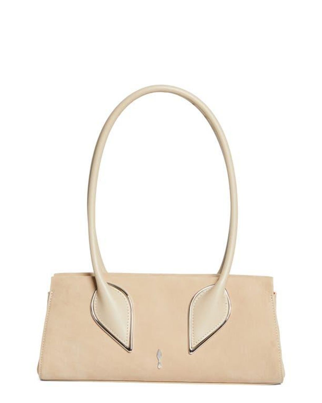 Christian Louboutin Natural Medium Baguette Nubuck Leather Shoulder Bag
