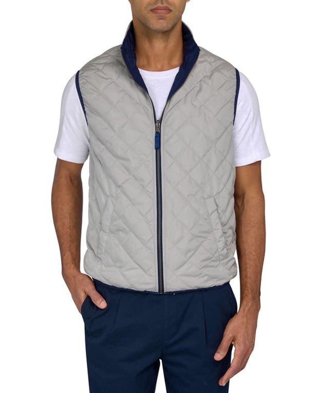 Con.struct Blue Solid Reversible Vest for men
